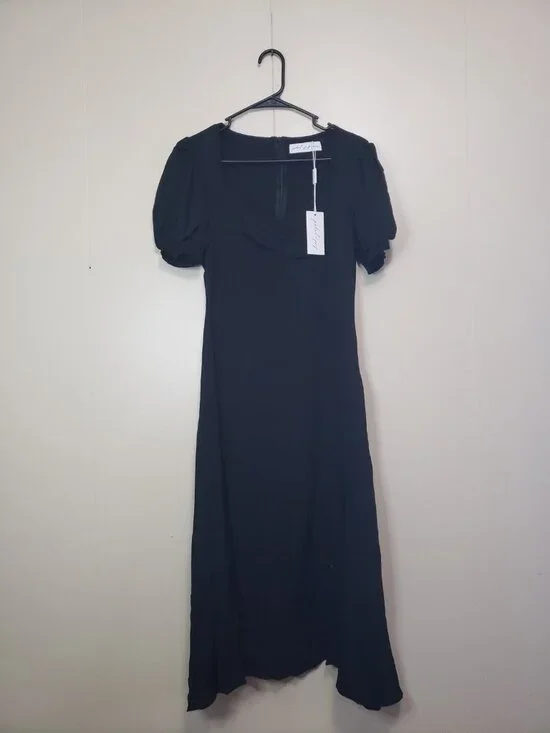 Petal & Pup Franklin Dress Women 10 Ebony Black Puff Shirt Sleeve Whimsigoth NWT - Picture 4 of 10